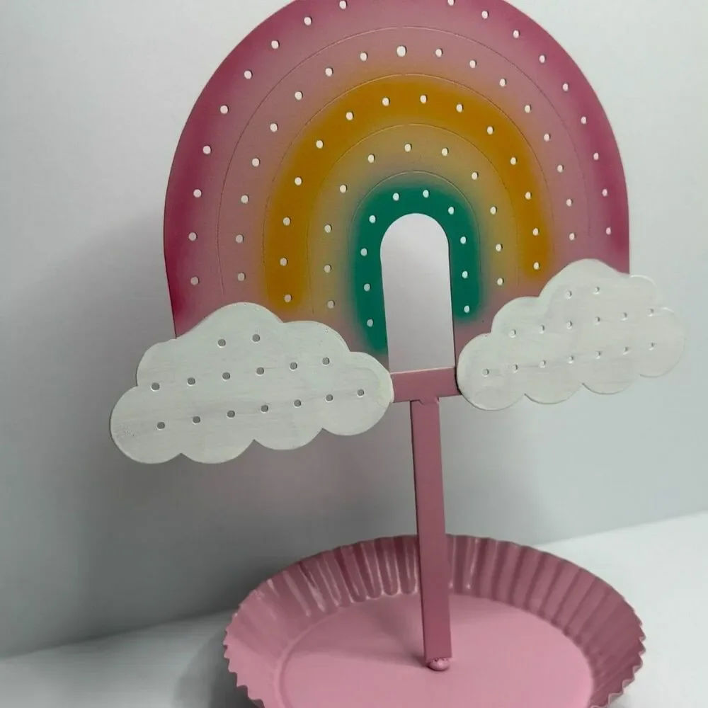 Pink Rainbow Metal Jewelry Holder